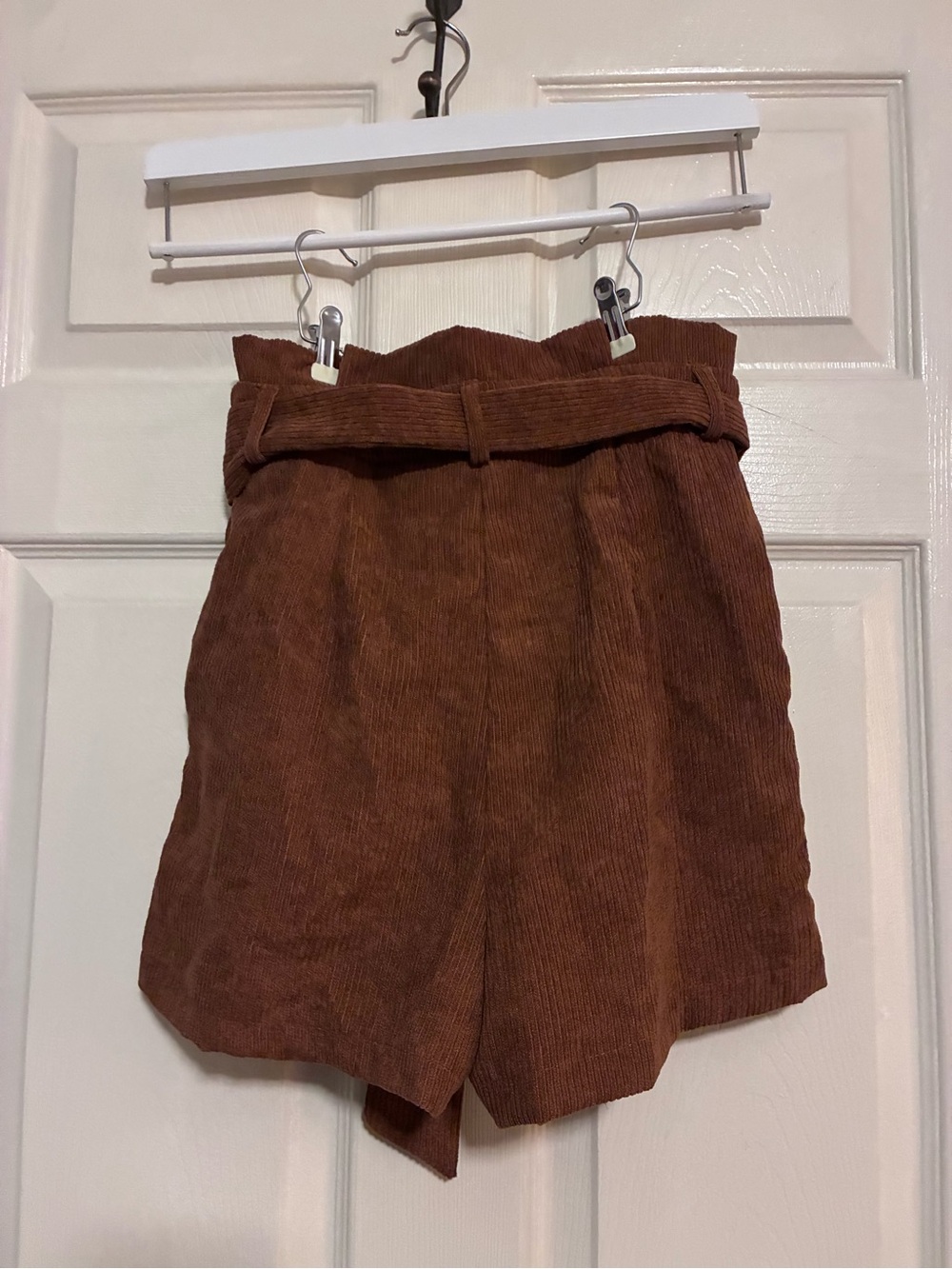 Hype High-Waist Brown Corduroy Paperbag Shorts - Picture 2 of 3